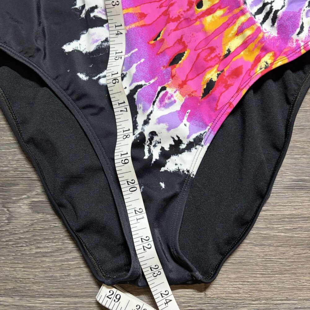 NEW Salt + Cove Medium Tie Dye One Piece Swim Strappy Black Pink Bathing Suit - Picture 6 of 11
